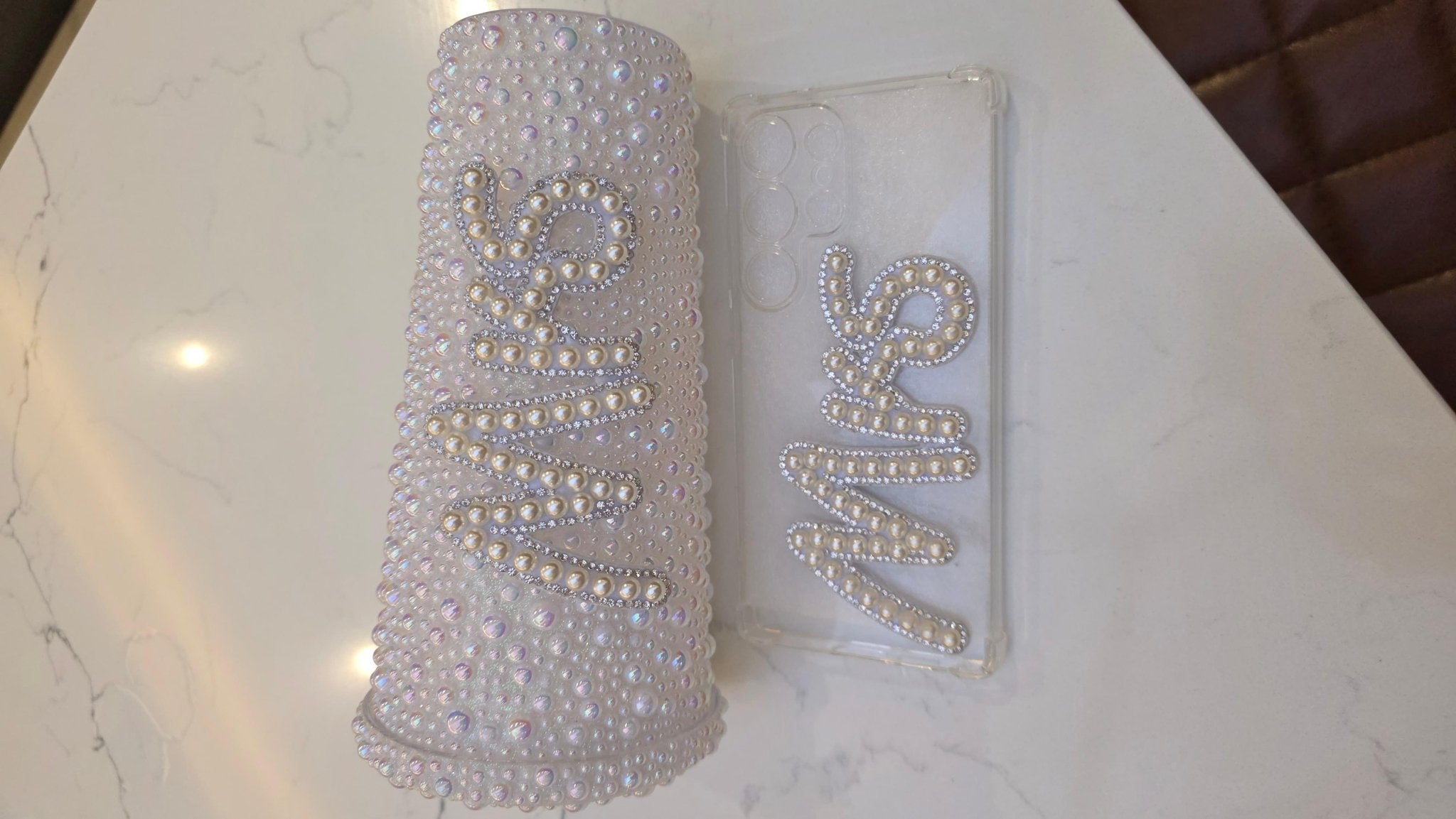 Personalised Mrs Pearl Tumbler & Phone Case Gift Set – Luxury Bridal Bundle - Bespoke Bridal Co