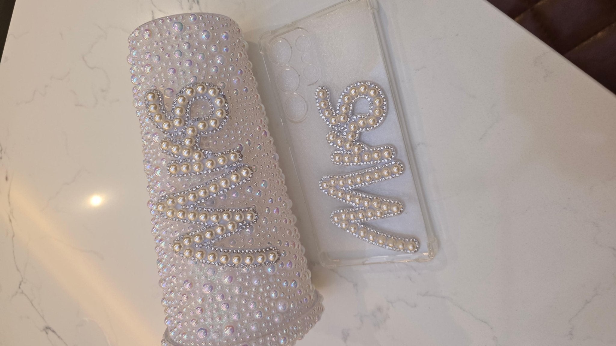 Personalised Mrs Pearl Tumbler & Phone Case Gift Set – Luxury Bridal Bundle - Bespoke Bridal Co