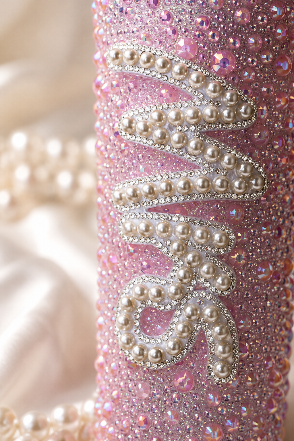Personalised Mrs Light Pink Pearl Tumbler Cup – Luxury Bridal Gift | Pre-Order