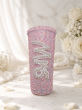 Personalised Mrs Light Pink Pearl Tumbler Cup – Luxury Bridal Gift | Pre-Order