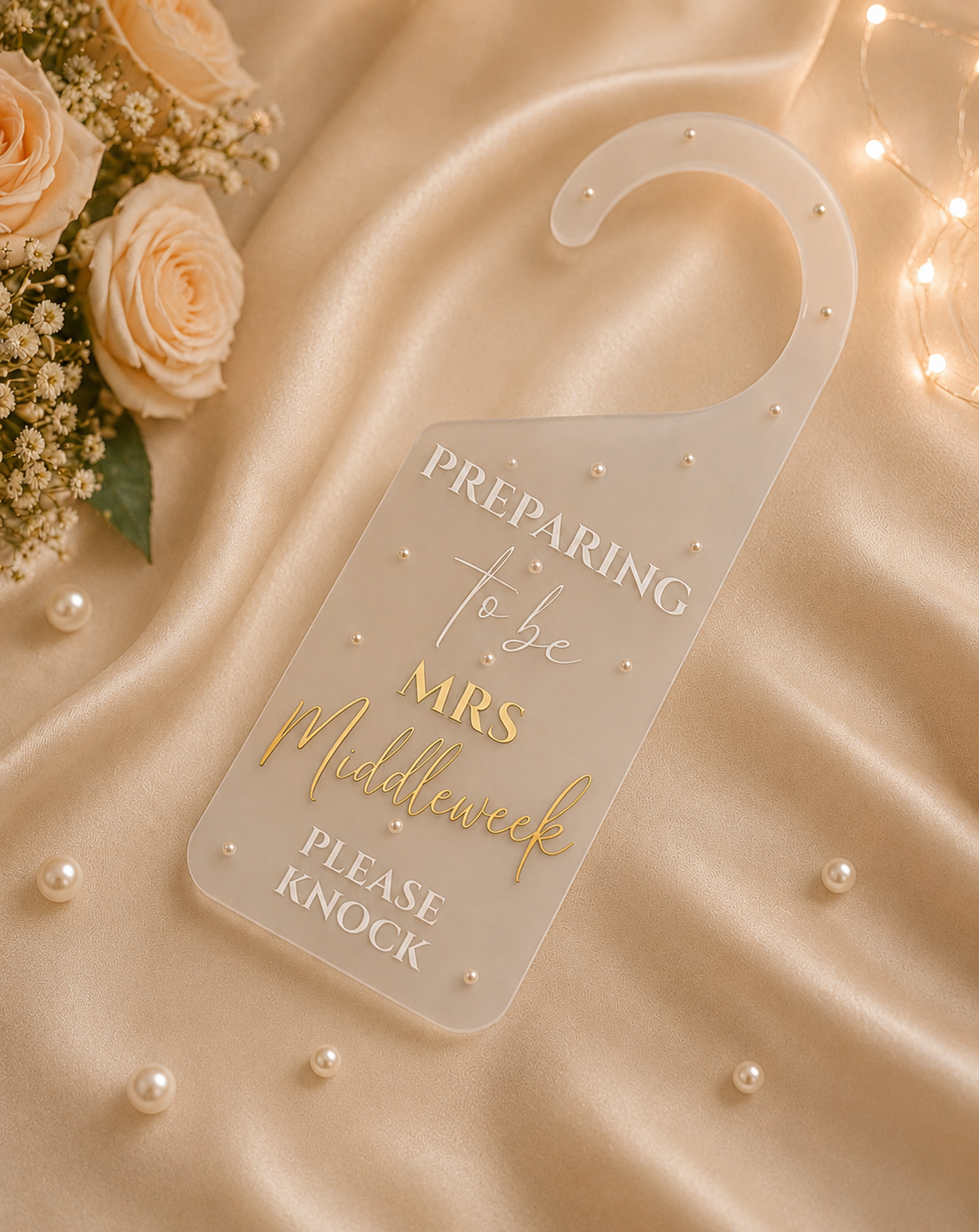 Personalised Bridal Door Hanger – Preparing To Be Mrs Wedding Door Sign