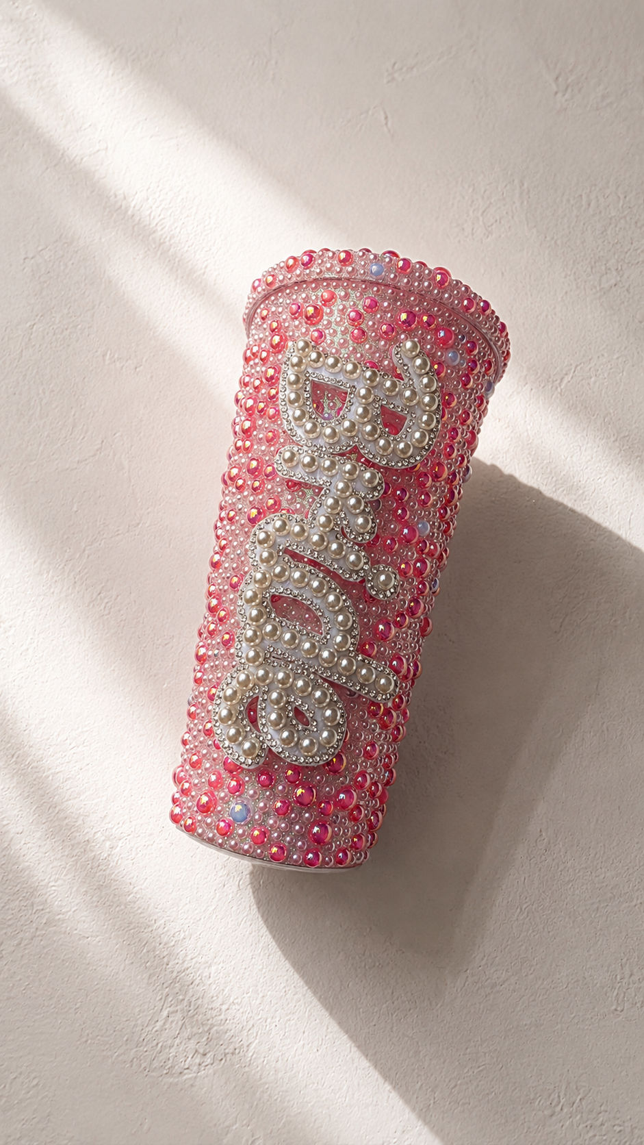 Personalised Bride Deep Pink Pearl Tumbler Cup – Luxury Bridal Gift | Pre-Order
