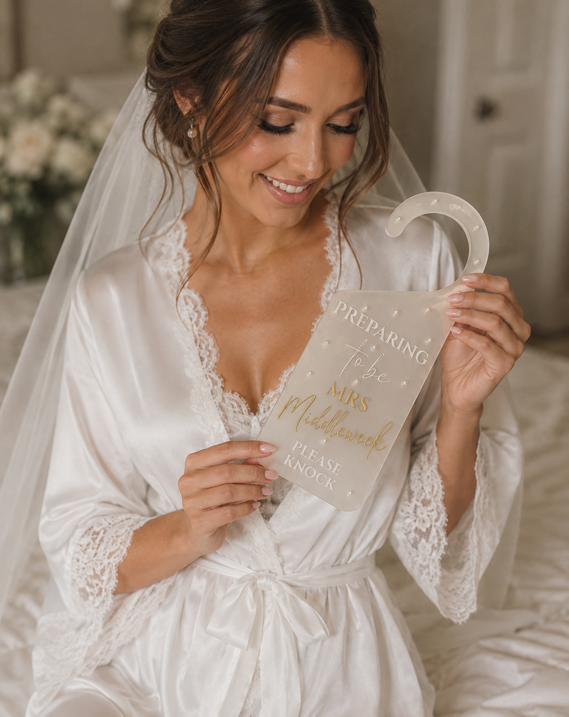 Personalised Bridal Door Hanger – Preparing To Be Mrs Wedding Door Sign