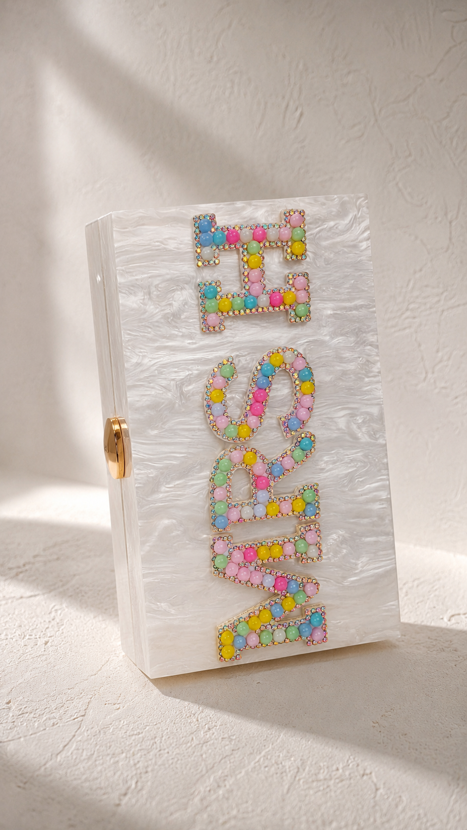 Personalised Mrs Pearl Marble Clutch Bag – Luxury Bridal Wedding Handbag | Pre-Order