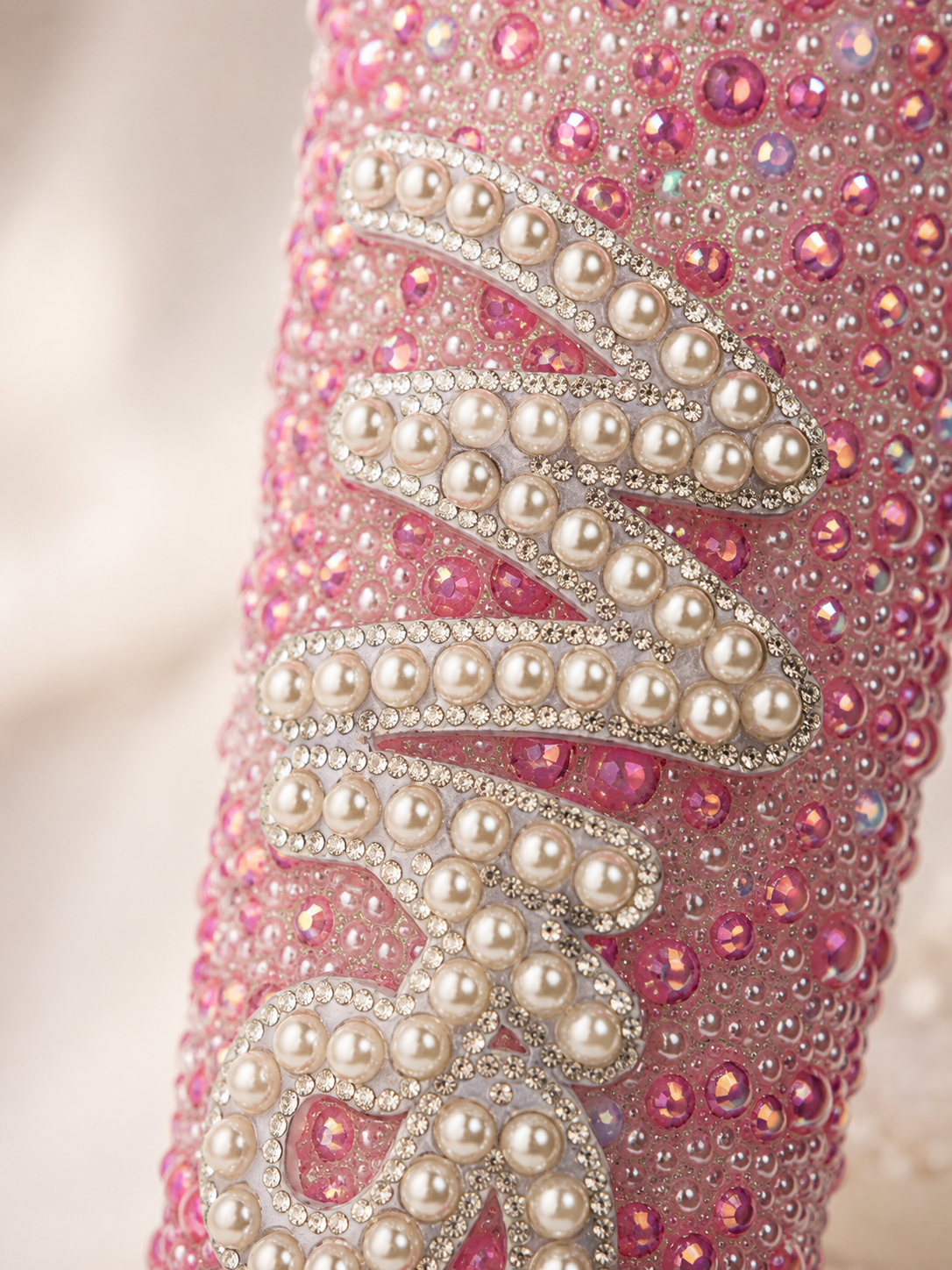 Personalised Mrs Deep Pink Pearl Tumbler Cup – Luxury Bridal Cup | Pre-Order